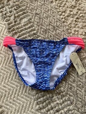 Arizona Blue Print Bikini Bottoms Pink coral Side Straps junior small women’s xs